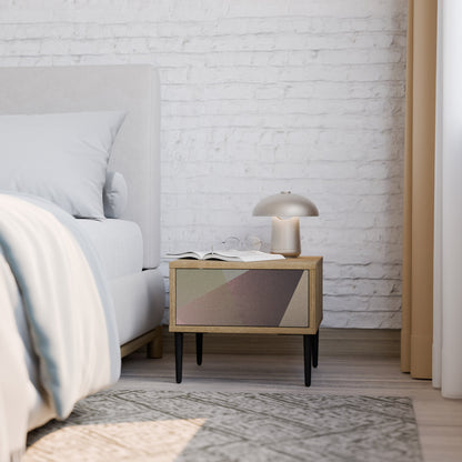 Comodino BEIGE GEOMETRY in effetto rovere