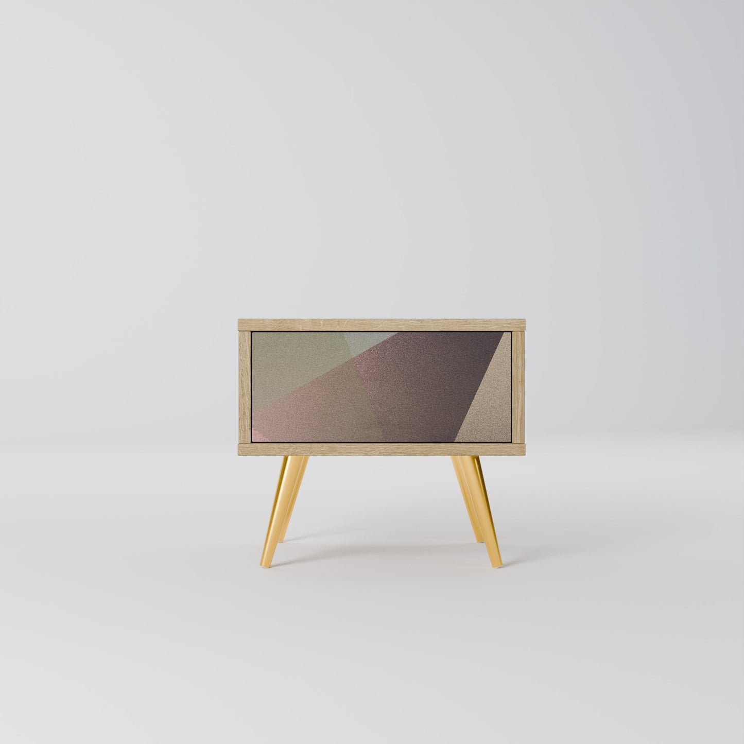 Comodino BEIGE GEOMETRY in effetto rovere