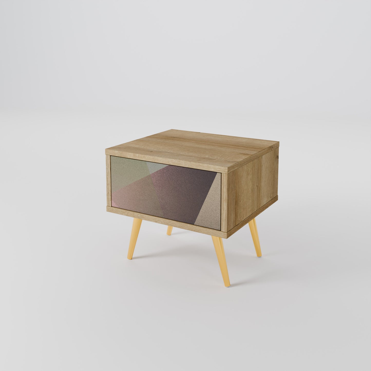 Comodino BEIGE GEOMETRY in effetto rovere