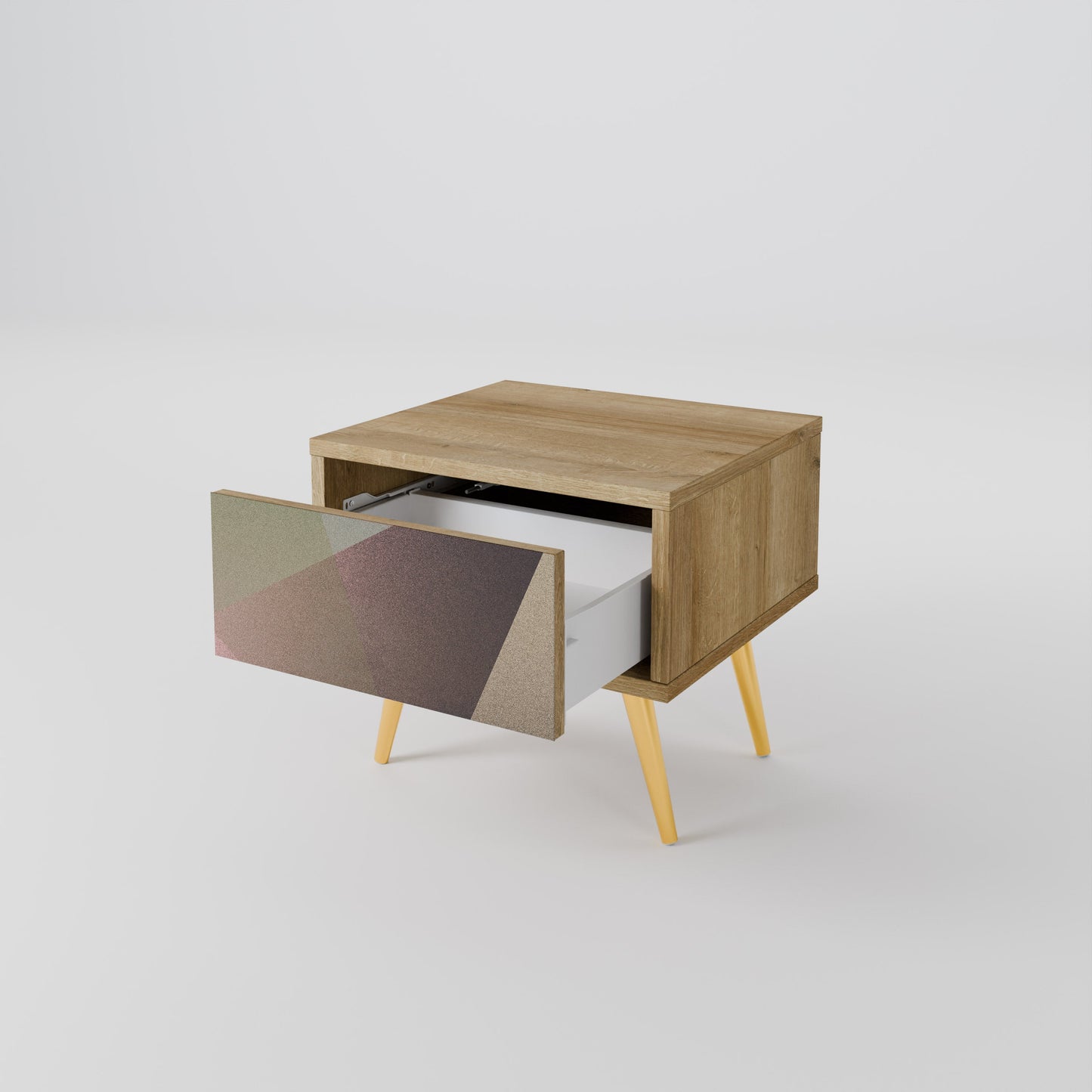Comodino BEIGE GEOMETRY in effetto rovere