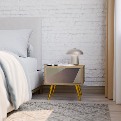 Comodino BEIGE GEOMETRY in effetto rovere