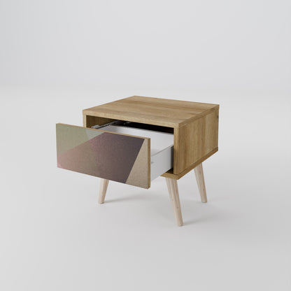 Comodino BEIGE GEOMETRY in effetto rovere