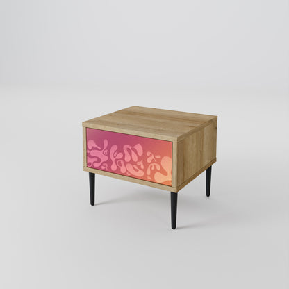 IRREGULAR PINK Nightstand in Oak Effect