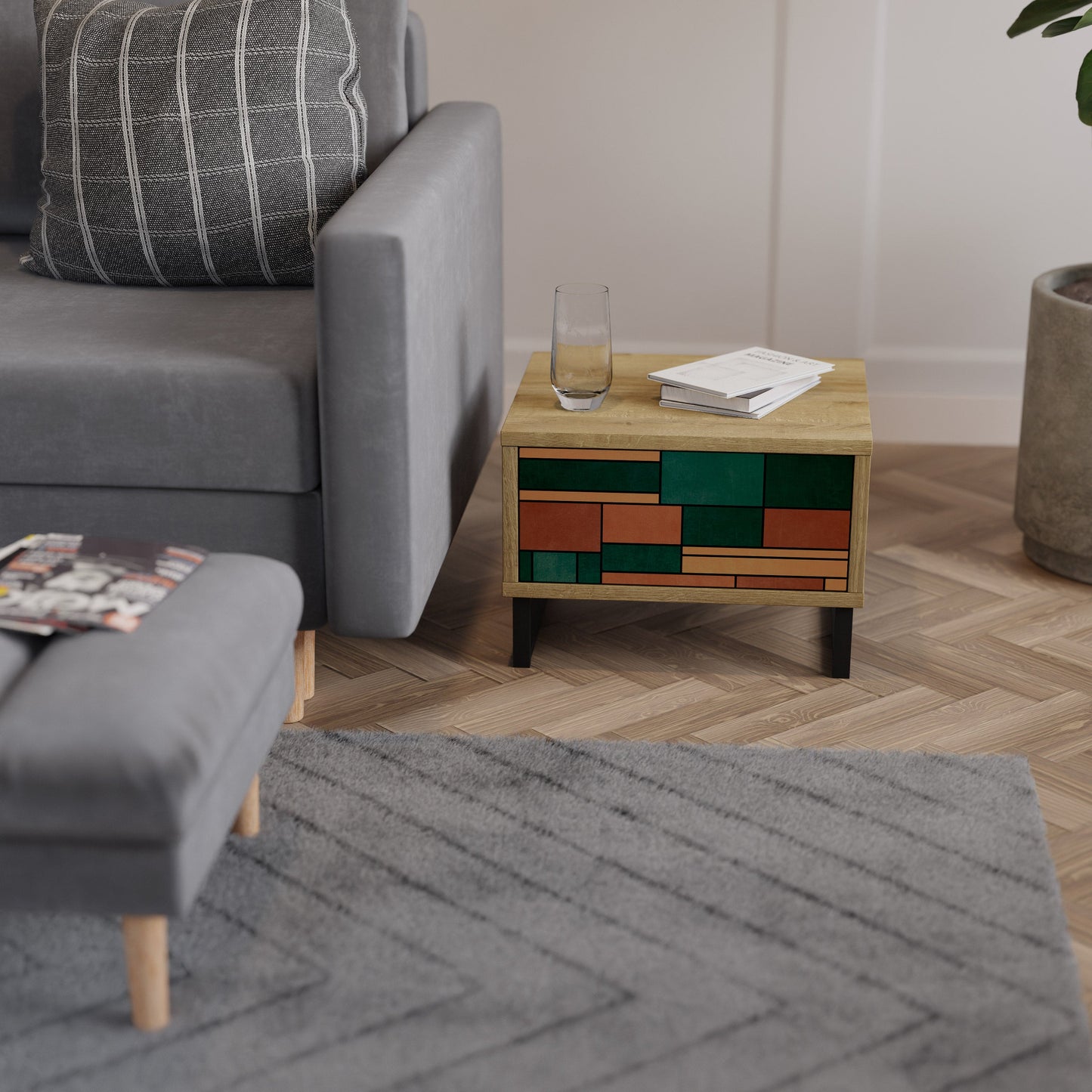 EARTHY FIGURES Nightstand in Oak Effect