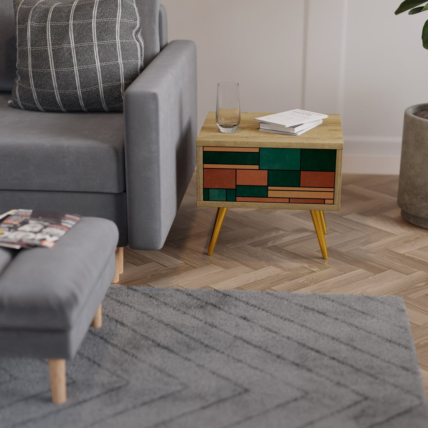 EARTHY FIGURES Nightstand in Oak Effect