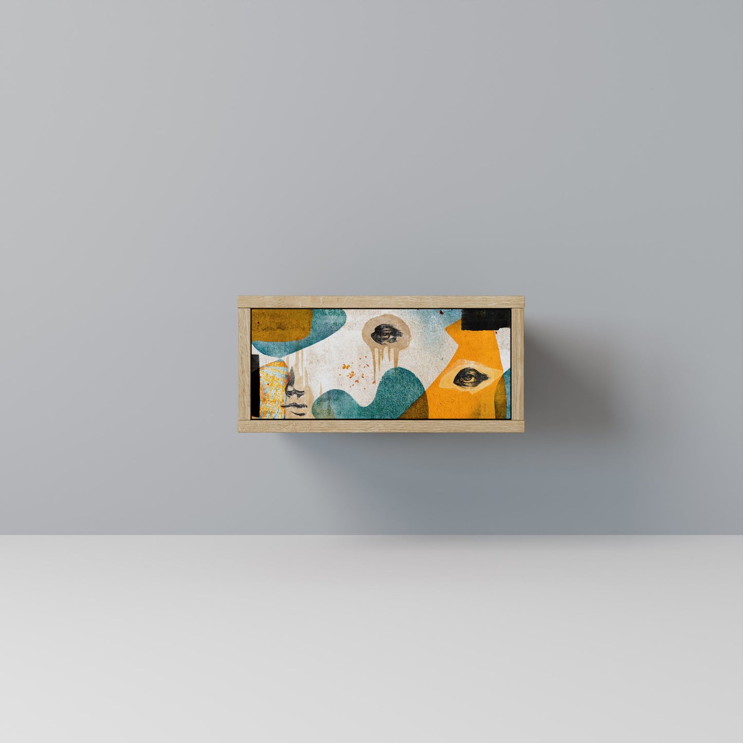 Comodino ABSTRACT FACES in effetto rovere