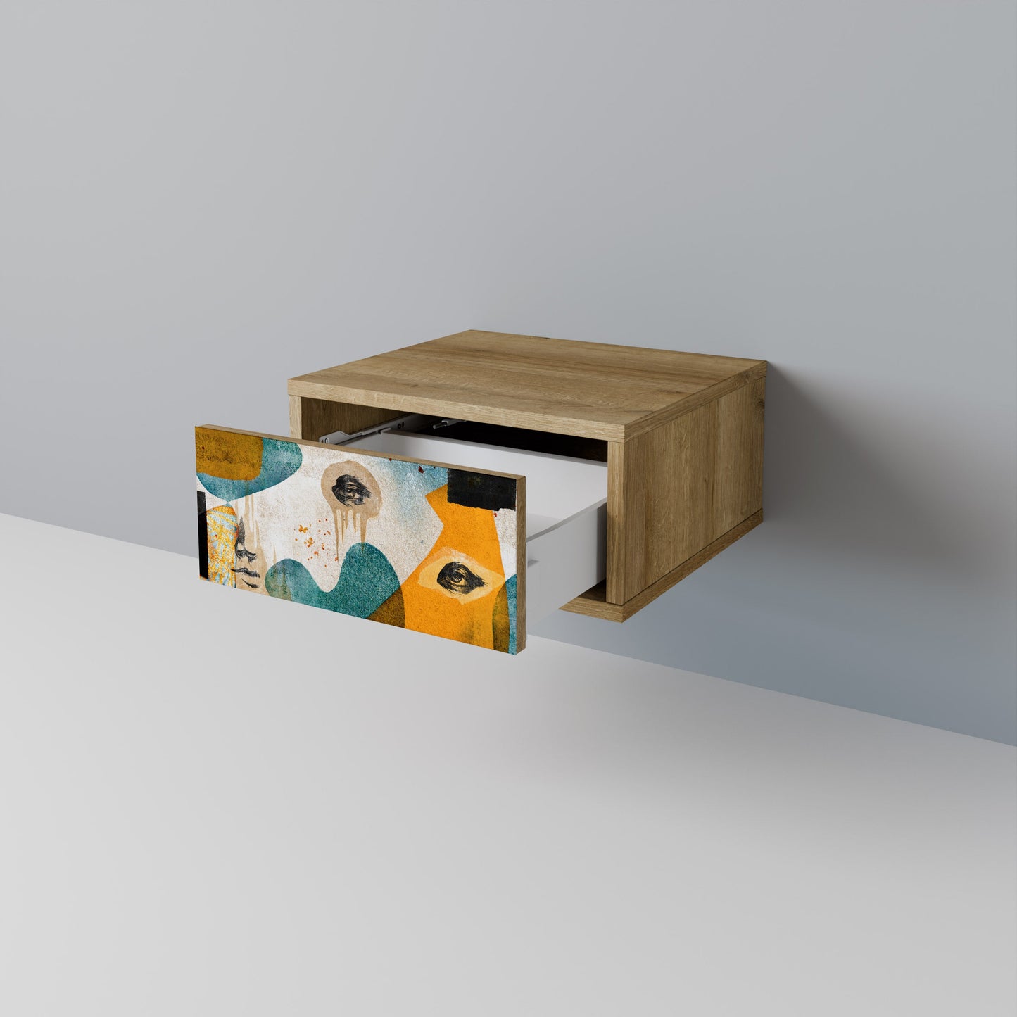 Comodino ABSTRACT FACES in effetto rovere