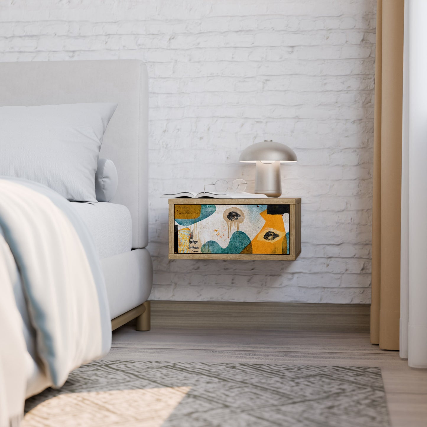 Comodino ABSTRACT FACES in effetto rovere