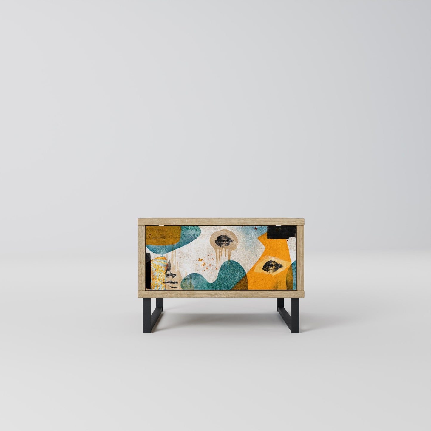 Comodino ABSTRACT FACES in effetto rovere
