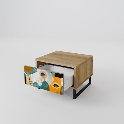 Comodino ABSTRACT FACES in effetto rovere