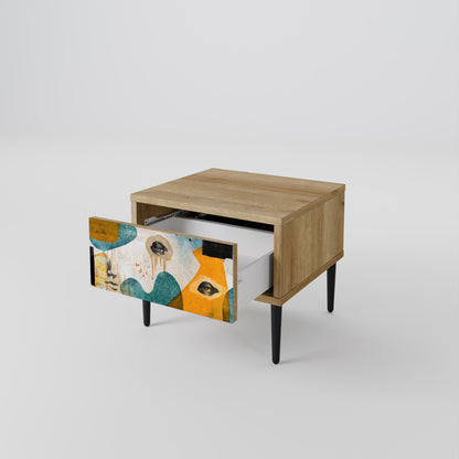 Comodino ABSTRACT FACES in effetto rovere