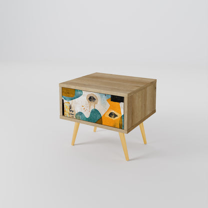 Comodino ABSTRACT FACES in effetto rovere