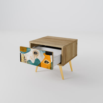 Comodino ABSTRACT FACES in effetto rovere