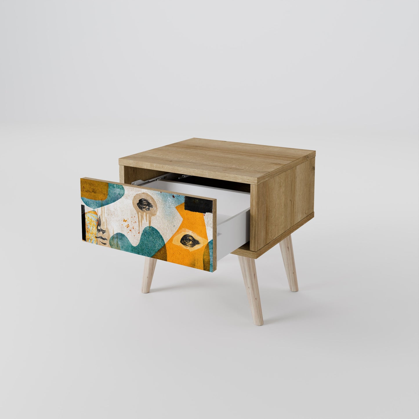 Comodino ABSTRACT FACES in effetto rovere