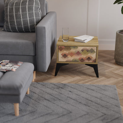 Comodino GEOMETRIC FUSION in effetto rovere