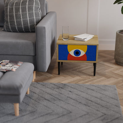 Comodino GEOMETRIC EYES in effetto rovere