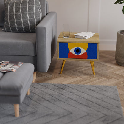 Comodino GEOMETRIC EYES in effetto rovere