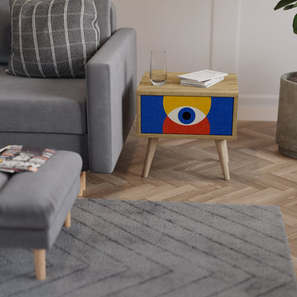 Comodino GEOMETRIC EYES in effetto rovere