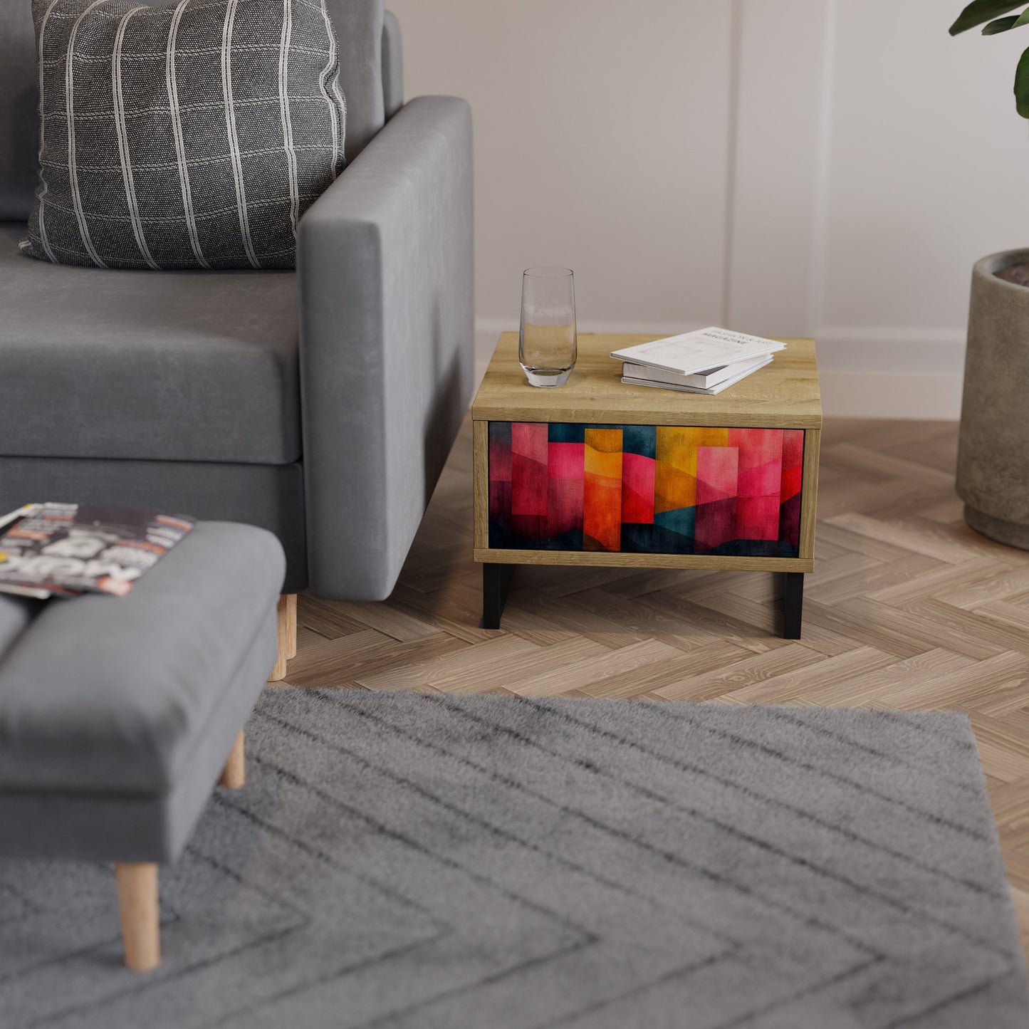 Comodino COLORFUL SOUNDS in effetto rovere