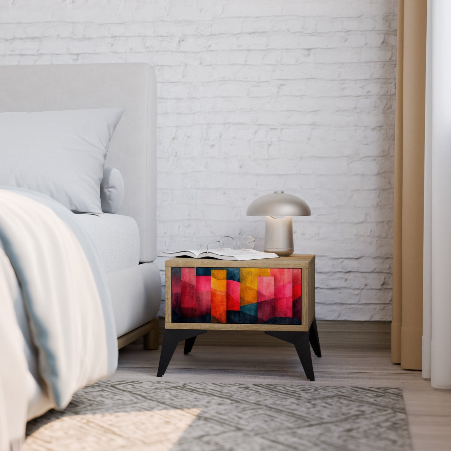 Comodino COLORFUL SOUNDS in effetto rovere