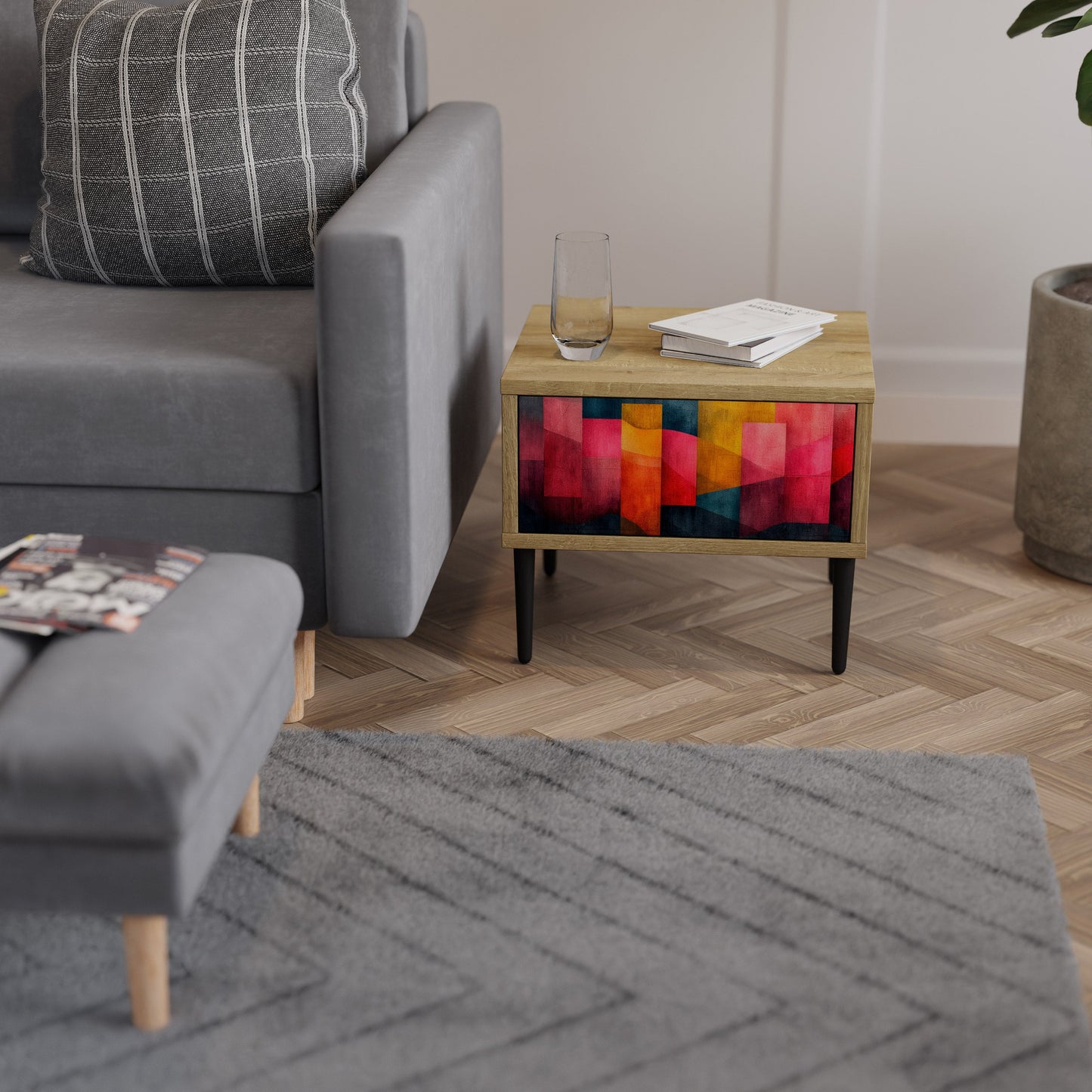 Comodino COLORFUL SOUNDS in effetto rovere