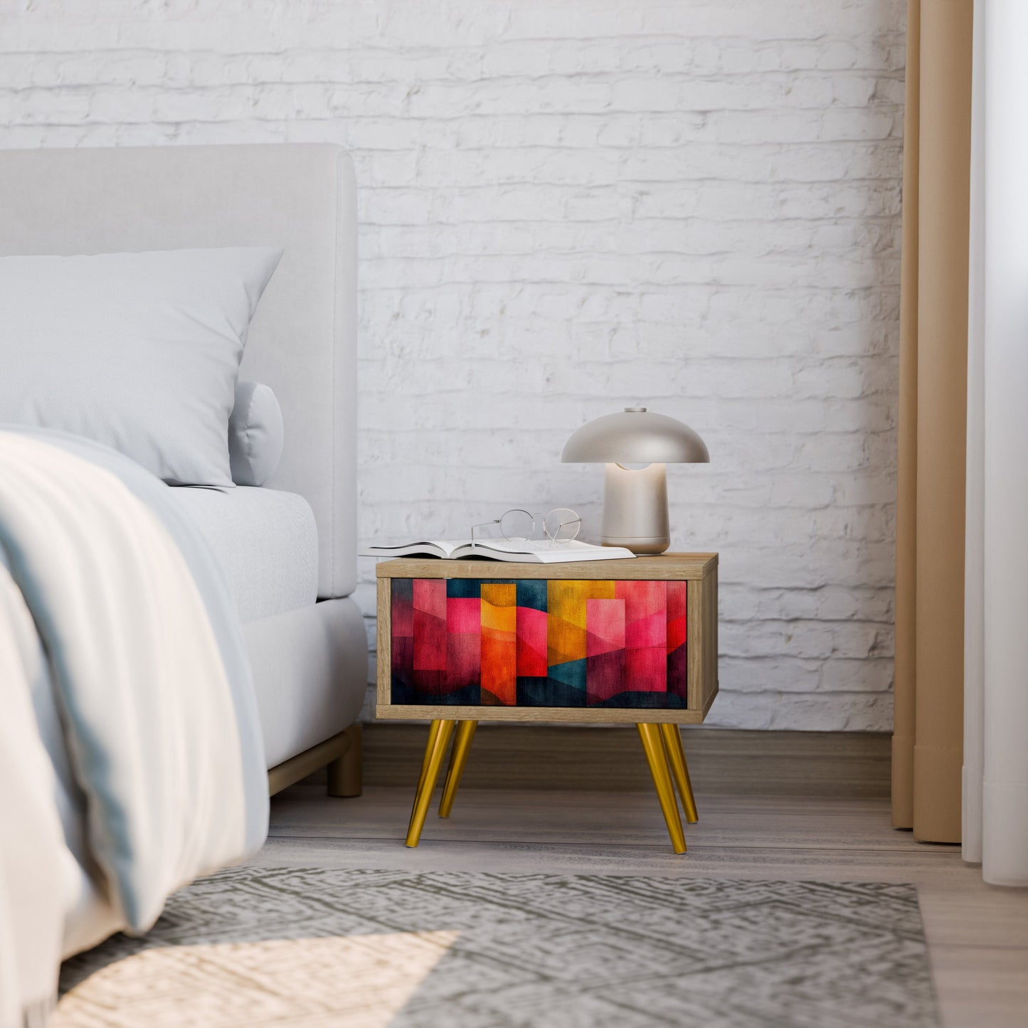 Comodino COLORFUL SOUNDS in effetto rovere