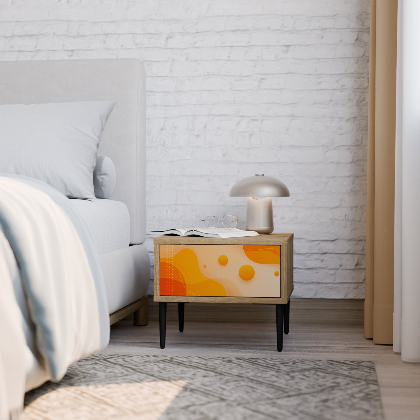 Comodino ORANGE ARRANGEMENT in effetto rovere