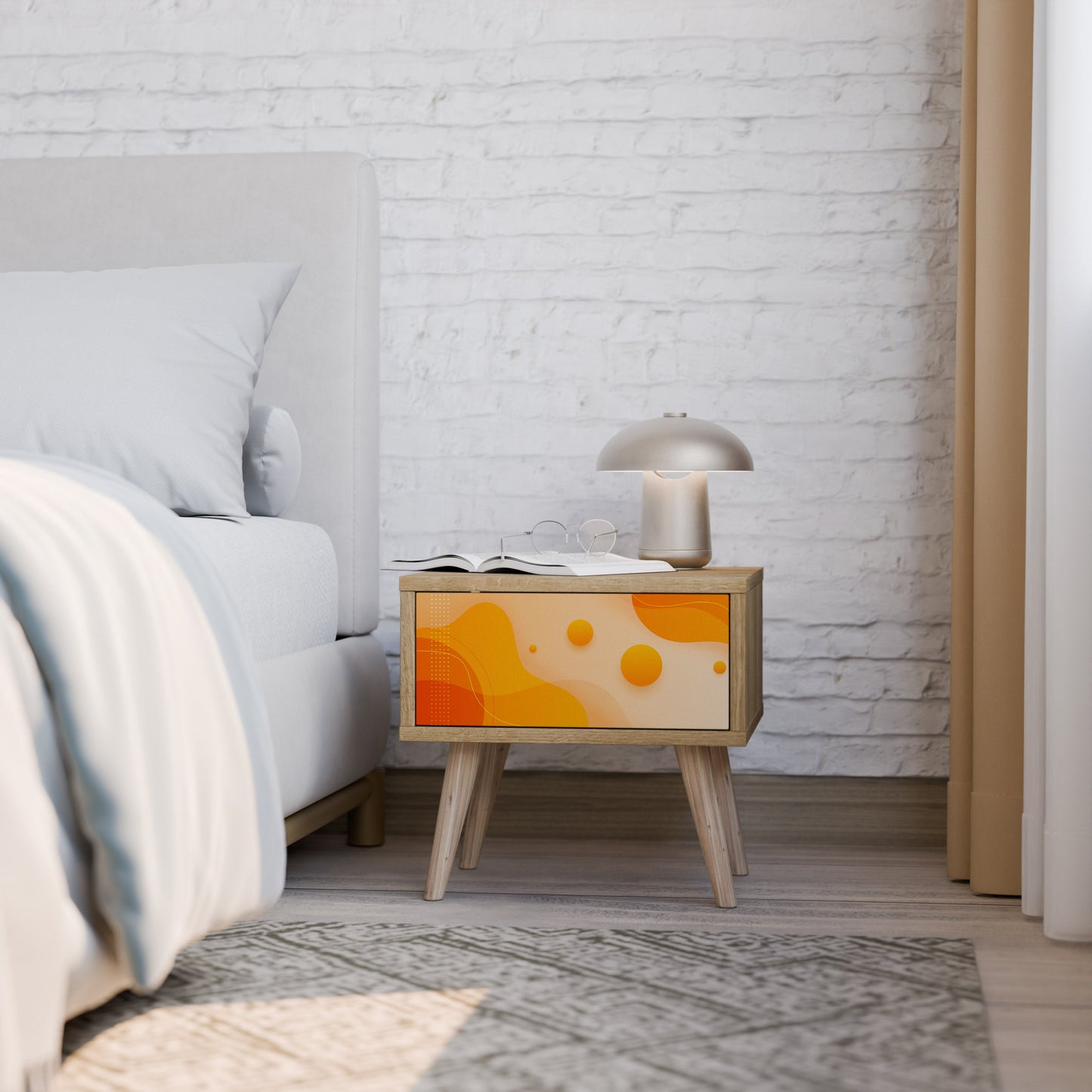 Comodino ORANGE ARRANGEMENT in effetto rovere