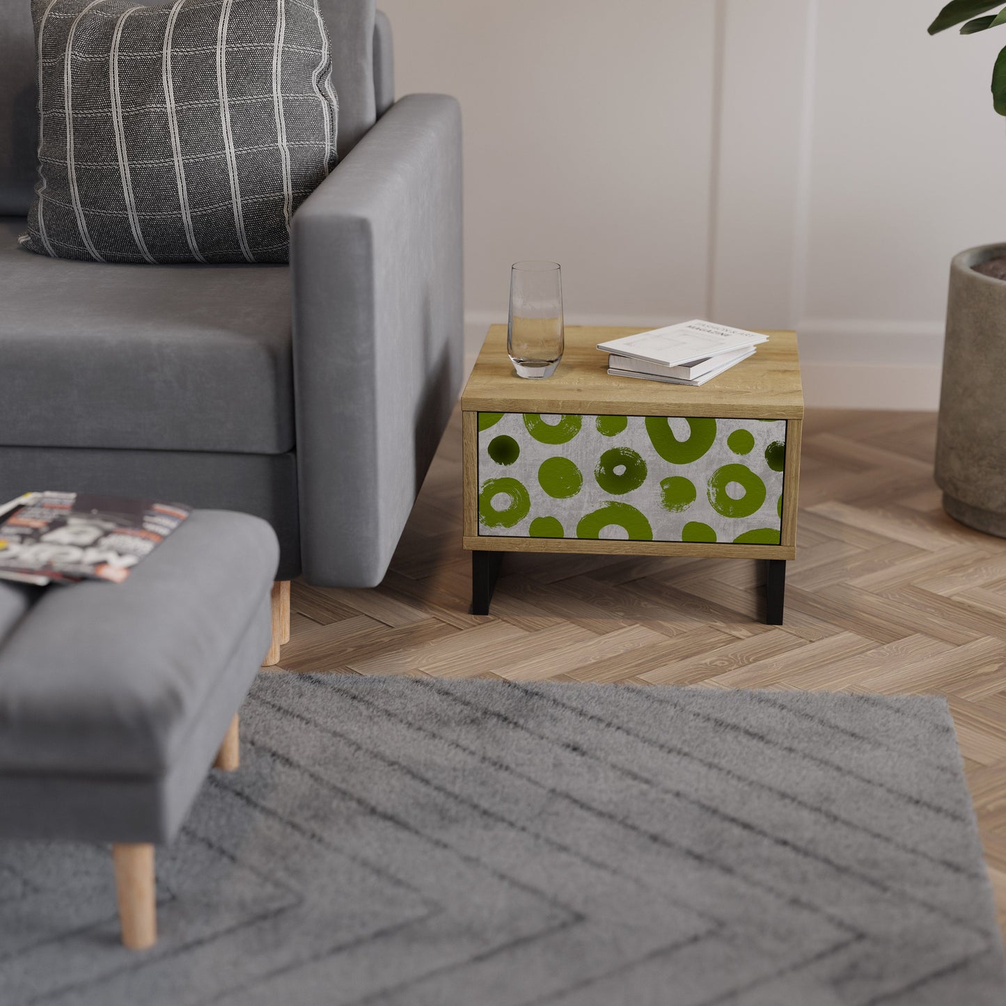 Comodino GREEN RHAPSODY in effetto rovere