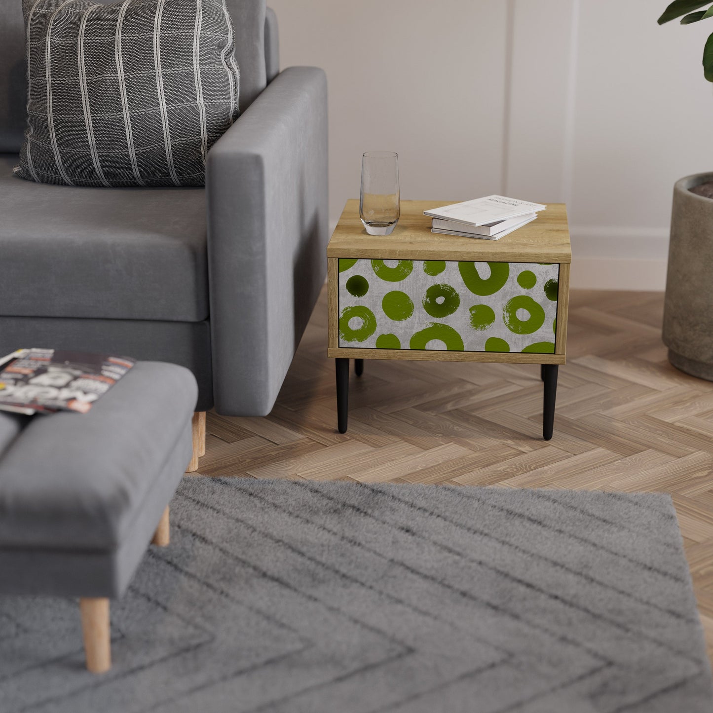 Comodino GREEN RHAPSODY in effetto rovere