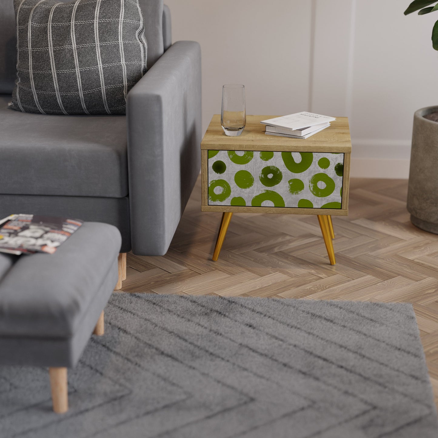 Comodino GREEN RHAPSODY in effetto rovere