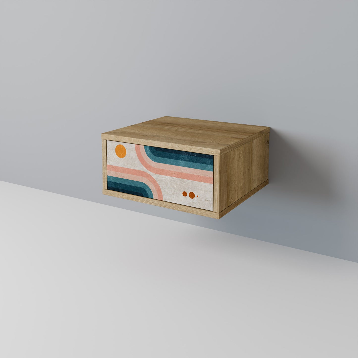 Comodino TWO HALVES in effetto rovere