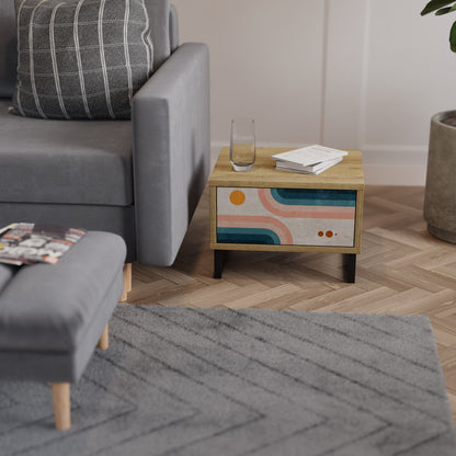 Comodino TWO HALVES in effetto rovere