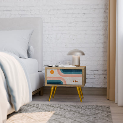 Comodino TWO HALVES in effetto rovere