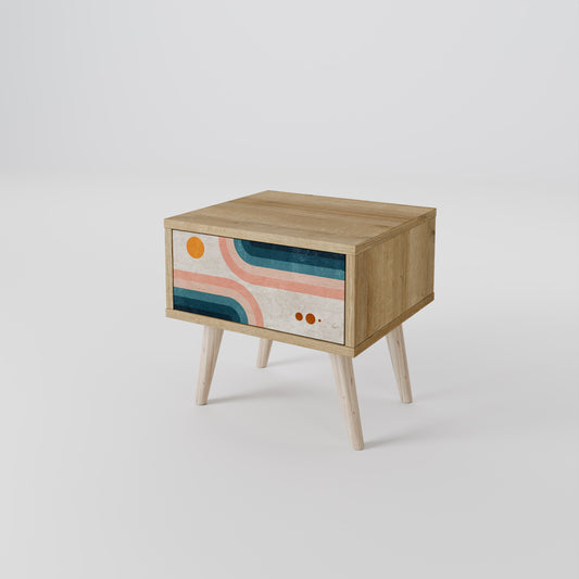 TWO HALVES Nightstand in Oak Effect