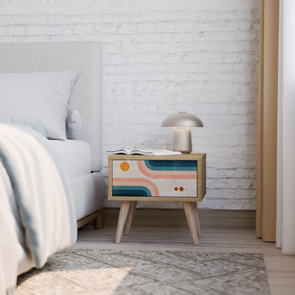 Comodino TWO HALVES in effetto rovere