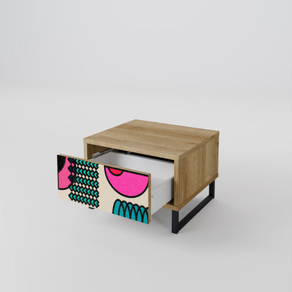 GEOMETRIC RHAPSODY Nightstand in Oak Effect