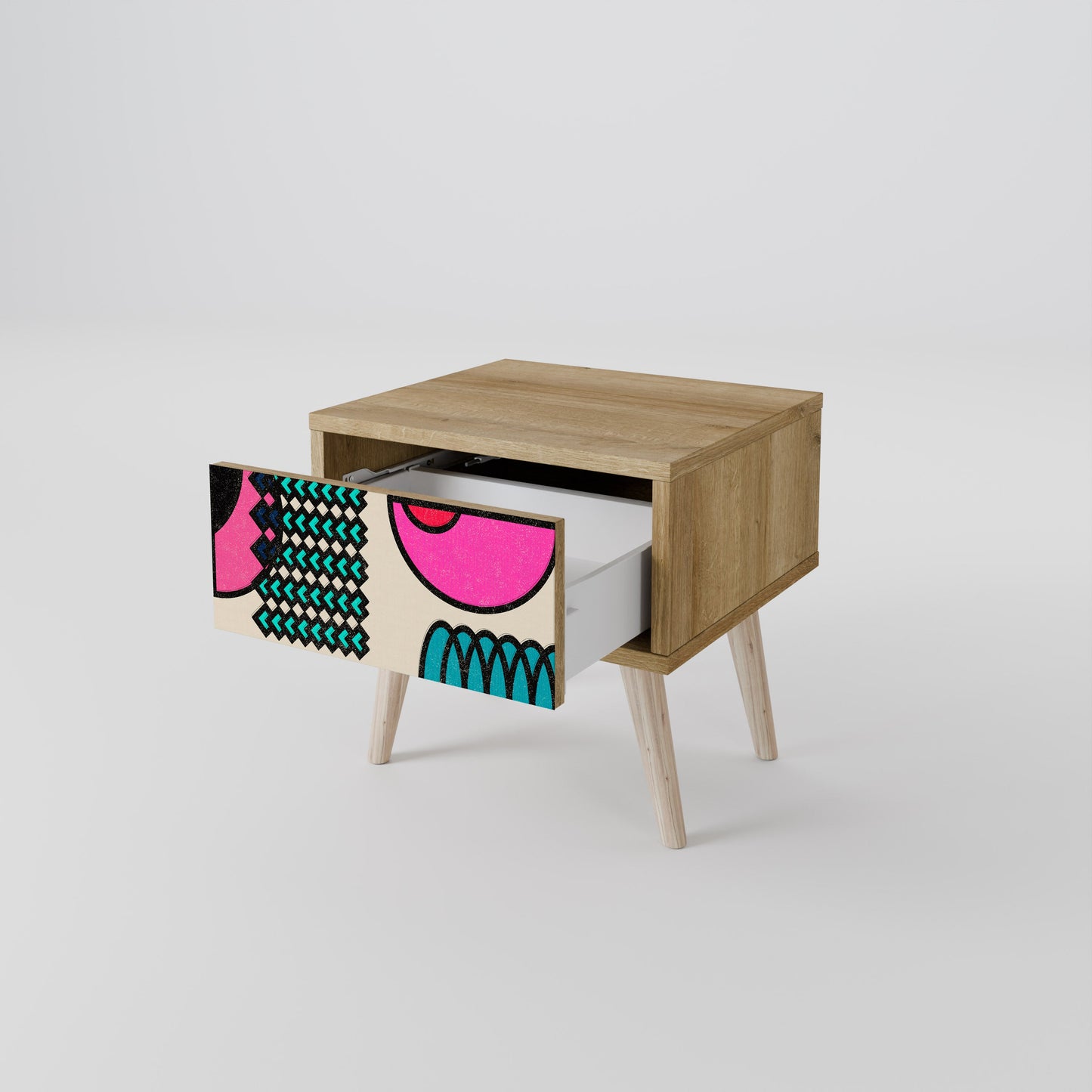 GEOMETRIC RHAPSODY Nightstand in Oak Effect