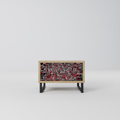 BROKEN LINES Nightstand in Oak Effect