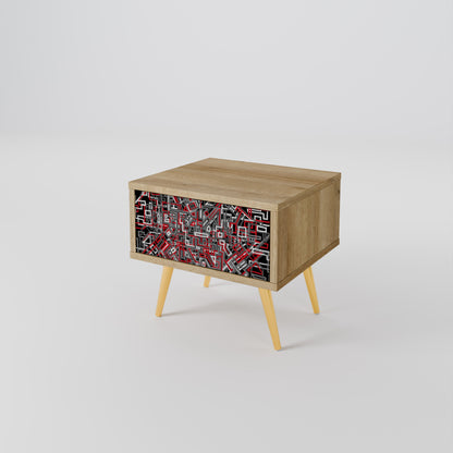 BROKEN LINES Nightstand in Oak Effect