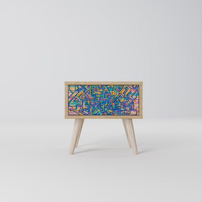 MEMORIES MAP Nightstand in Oak Effect
