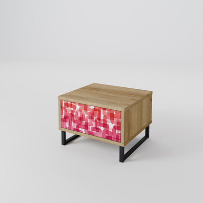 Comodino KALEIDOSCOPIC CUBISM in effetto rovere