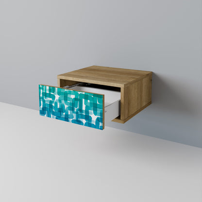 Comodino TURCHESE RETTANGOLI in effetto rovere