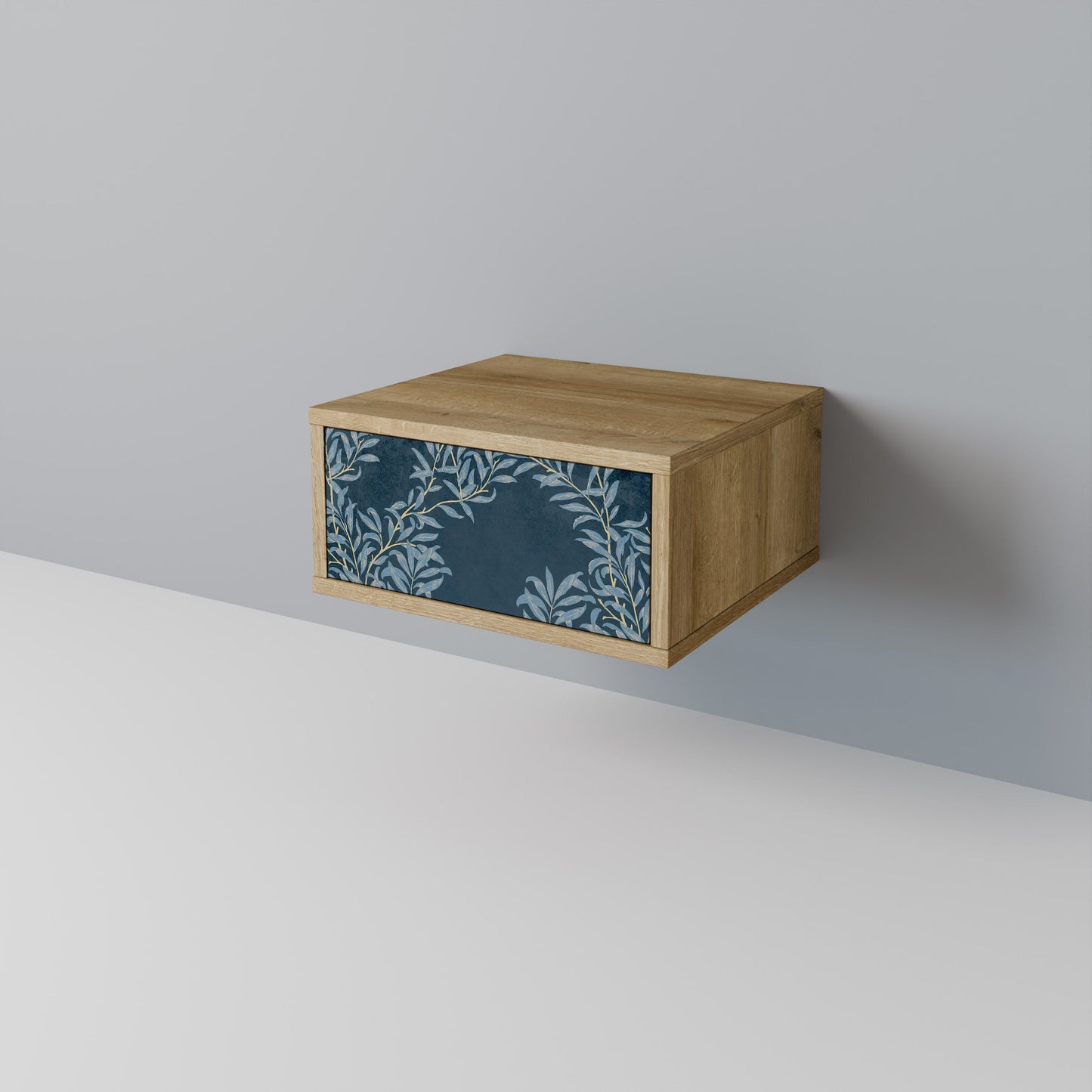 Comodino BLUE FOGLIE in effetto rovere