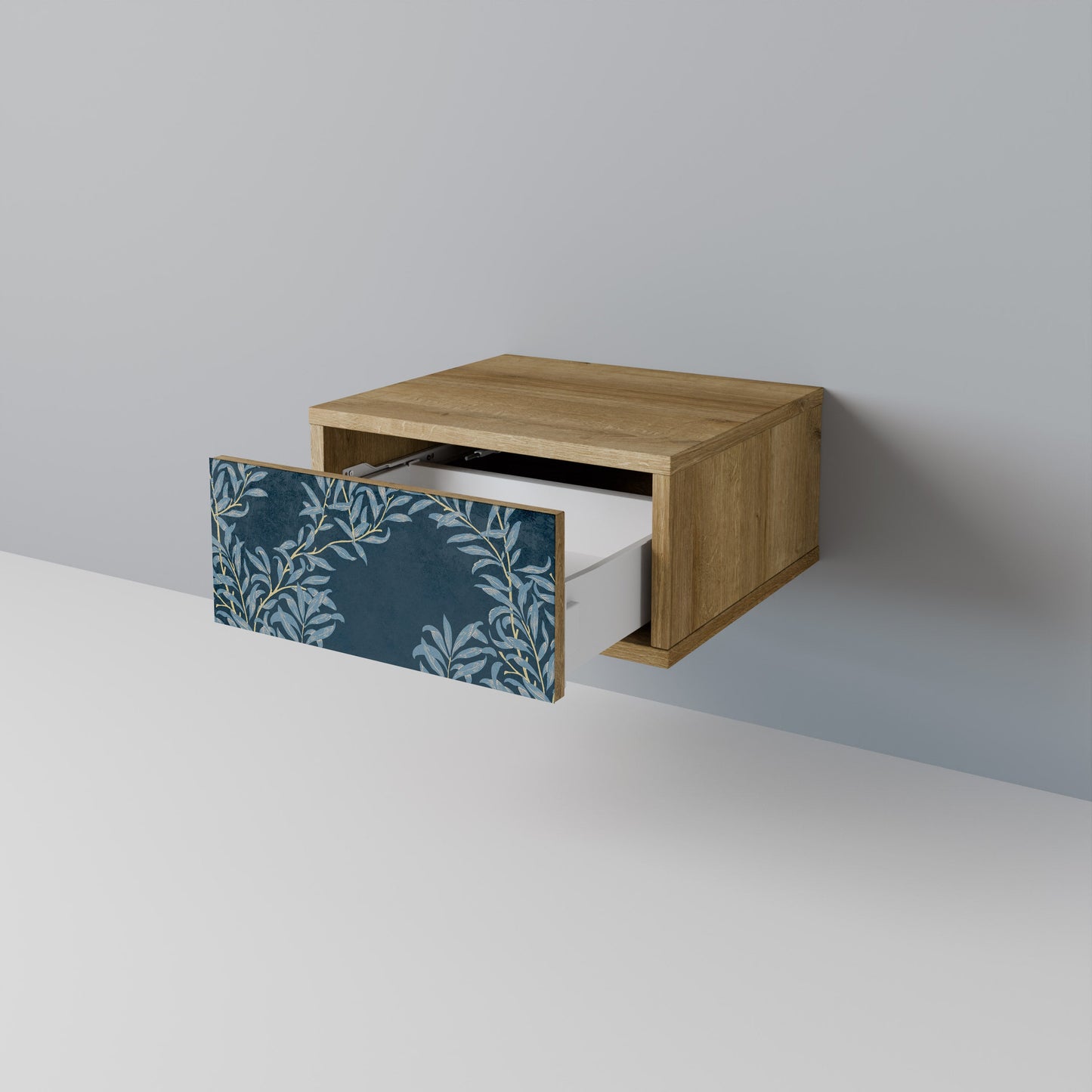 Comodino BLUE FOGLIE in effetto rovere