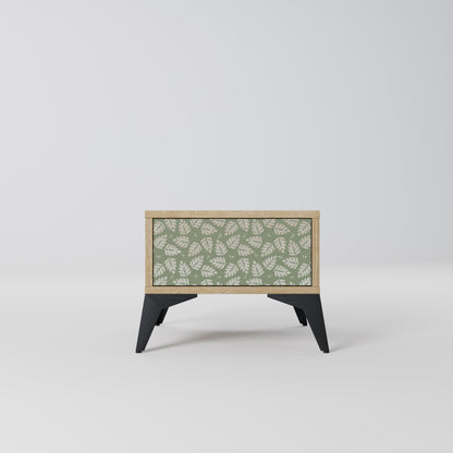 LEAVES ON GREEN Nightstand in Oak Effect