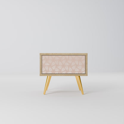 LEAVES ON BEIGE Nightstand in Oak Effect