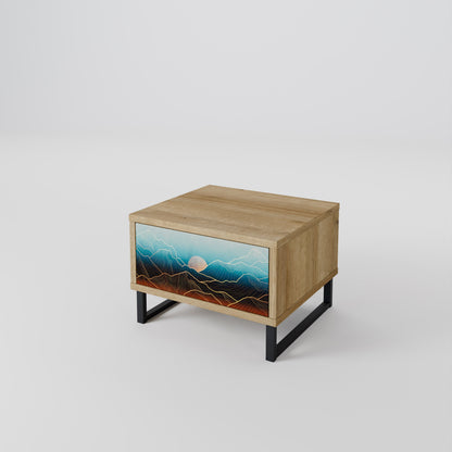 Comodino LUNAR SECRETS in effetto rovere
