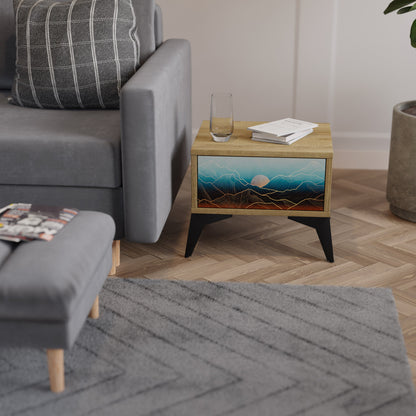 Comodino LUNAR SECRETS in effetto rovere