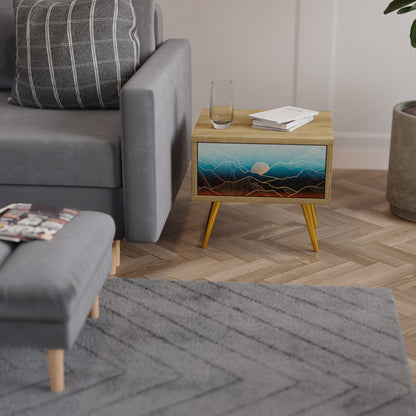 Comodino LUNAR SECRETS in effetto rovere